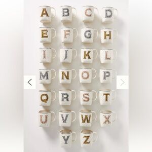 ANTHROPOLOGIE Mug Letter L Drop Cap Monogram Love Wins Always Coffee Cup